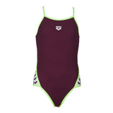 Arena Junior Team Stripe Swimsuit - Red Wine
