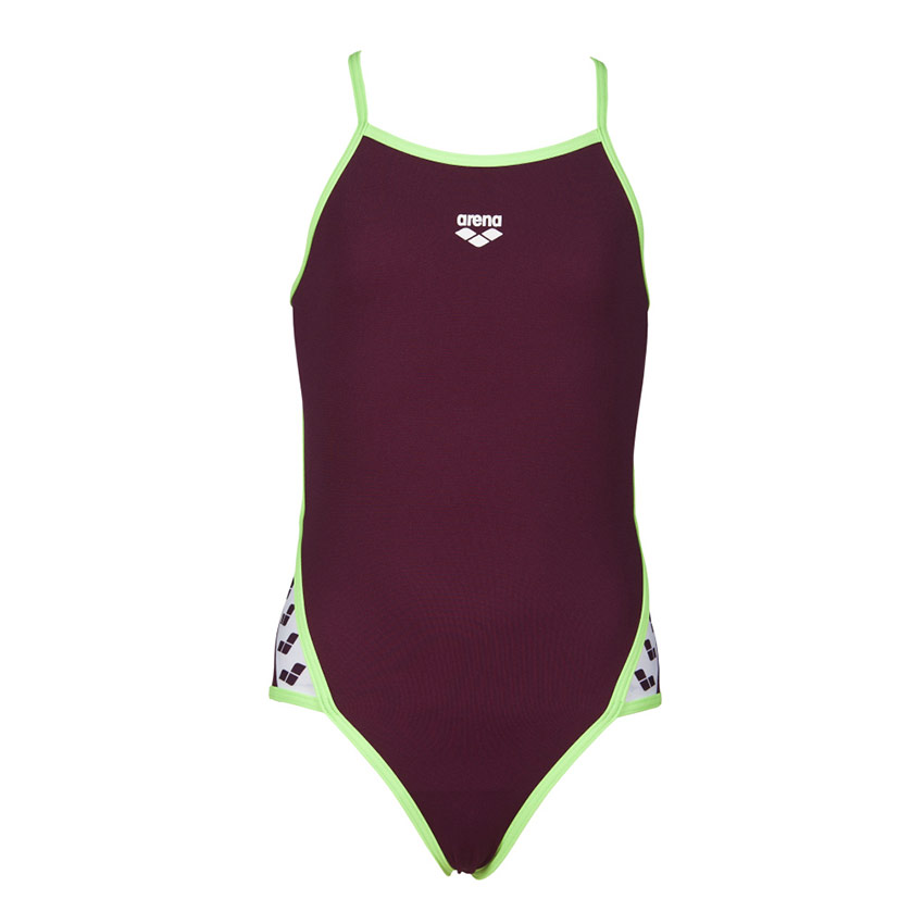 Arena Junior Team Stripe Swimsuit - Red Wine