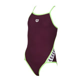 Arena Junior Team Stripe Swimsuit - Red Wine