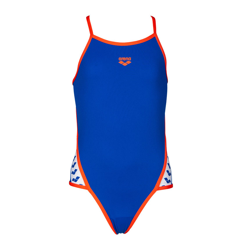 Arena Junior Team Stripe Swimsuit - Neon Blue