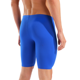 Arena Team Solid Neon Blue Jammer close up of back showing 45cm side seam