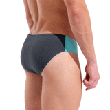 Arena Team Solid Water Blue & Grey Brief close up of rear and side showing 7cm side seam and the two colours