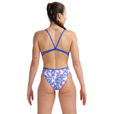 Arena Lace Back Blue/White Allover Swimsuit