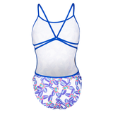 Arena Lace Back Blue/White Allover Swimsuit