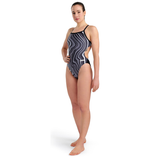 Arena Marbled Challenge Back Black Swimsuit