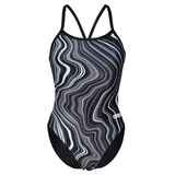 Arena Marbled Challenge Back Black Swimsuit