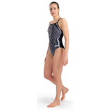 Arena Marbled Lightdrop Back Black Swimsuit