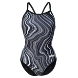 Arena Marbled Lightdrop Back Black Swimsuit