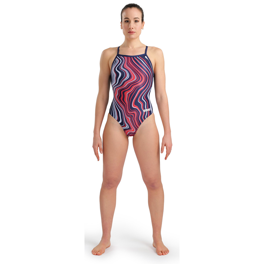 Arena Marbled Lightdrop Back Navy / Red Swimsuit