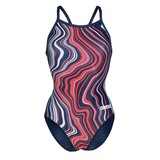 Arena Marbled Lightdrop Back Navy / Red Swimsuit