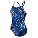 Arena Marbled Lightdrop Back Navy Swimsuit