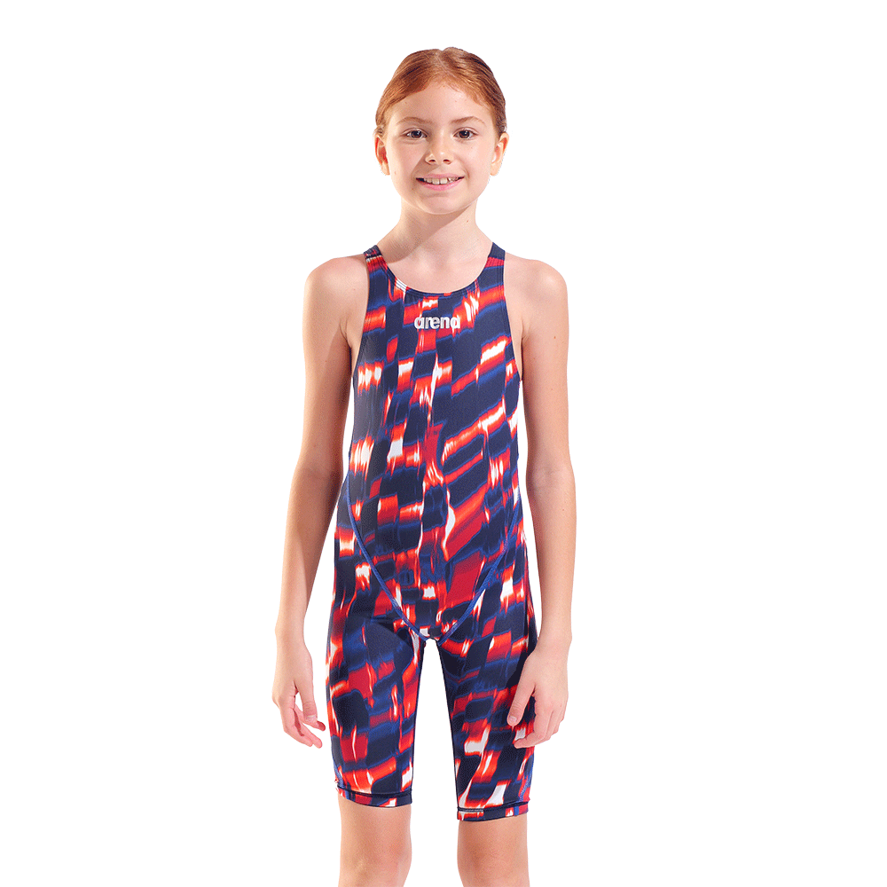 Arena ST Next Junior Kneesuit - Aqua Gleam Red / Blue