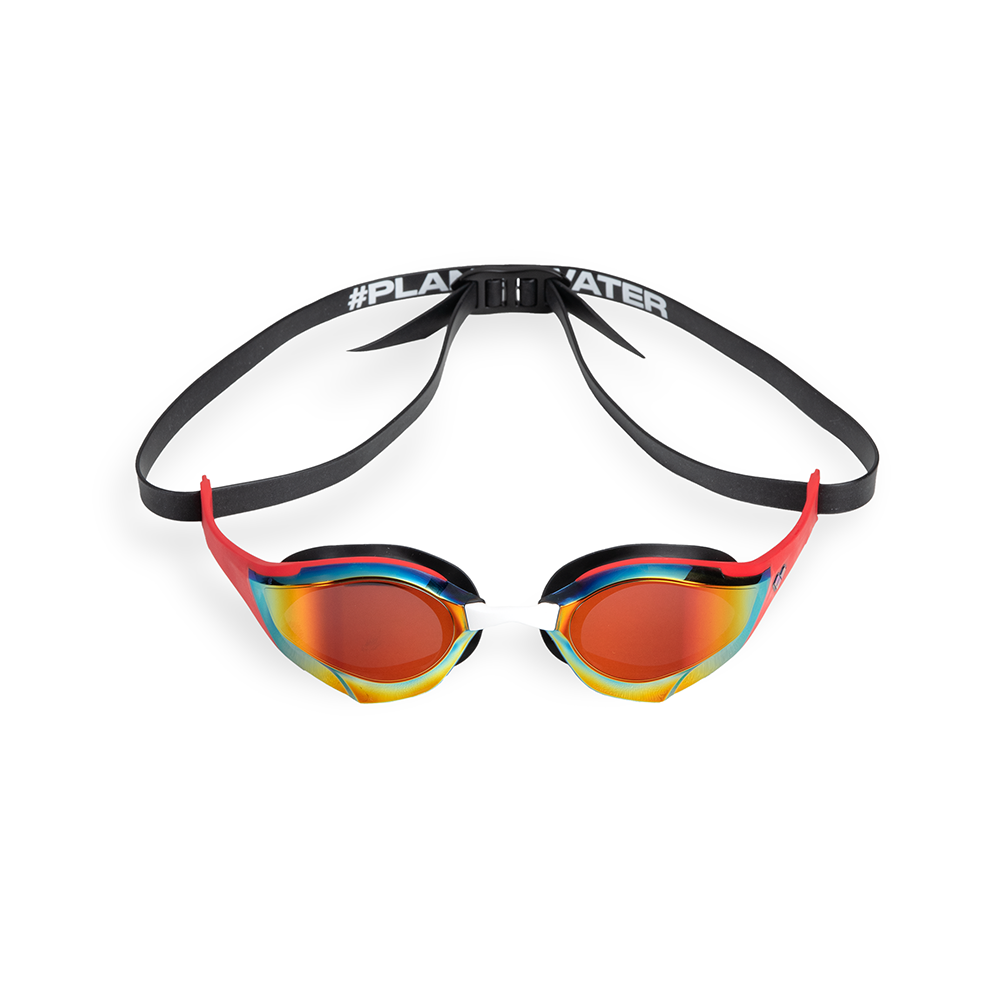 Arena Cobra Edge Swipe Mirrored Goggles - Gold / Red
