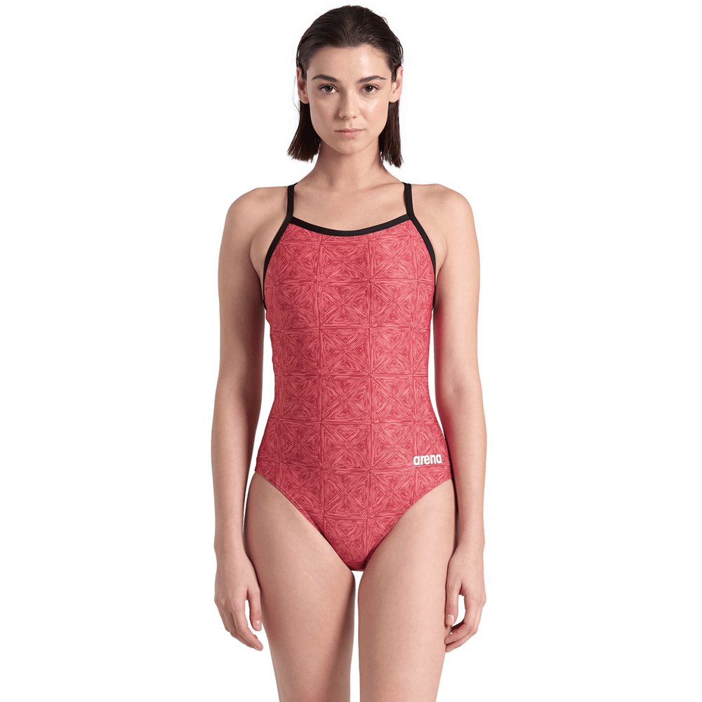 Arena Abstract Tiles Red Swimsuit