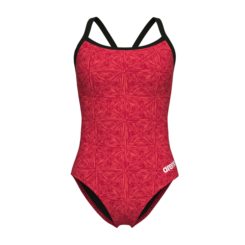 Arena Abstract Tiles Red Swimsuit