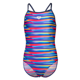 Arena Racing Stripe Girl's Blue Swimsuit