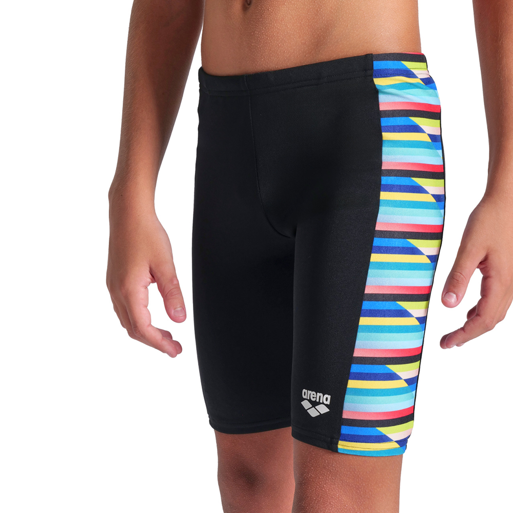 Boy's Arena Racing Stripe Black Jammer