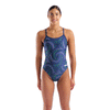 Arena Fireflow Challenge Navy/Green Swimsuit front view