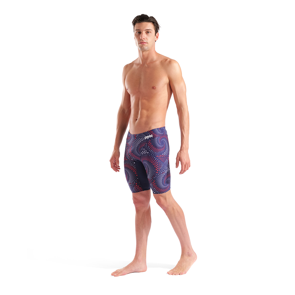 Arena Fireflow Jammer Navy — side view showing 45cm jammer length and front lining