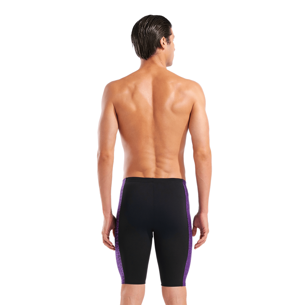 Arena Snakeskin Black and Purple Jammer showing plain back panel