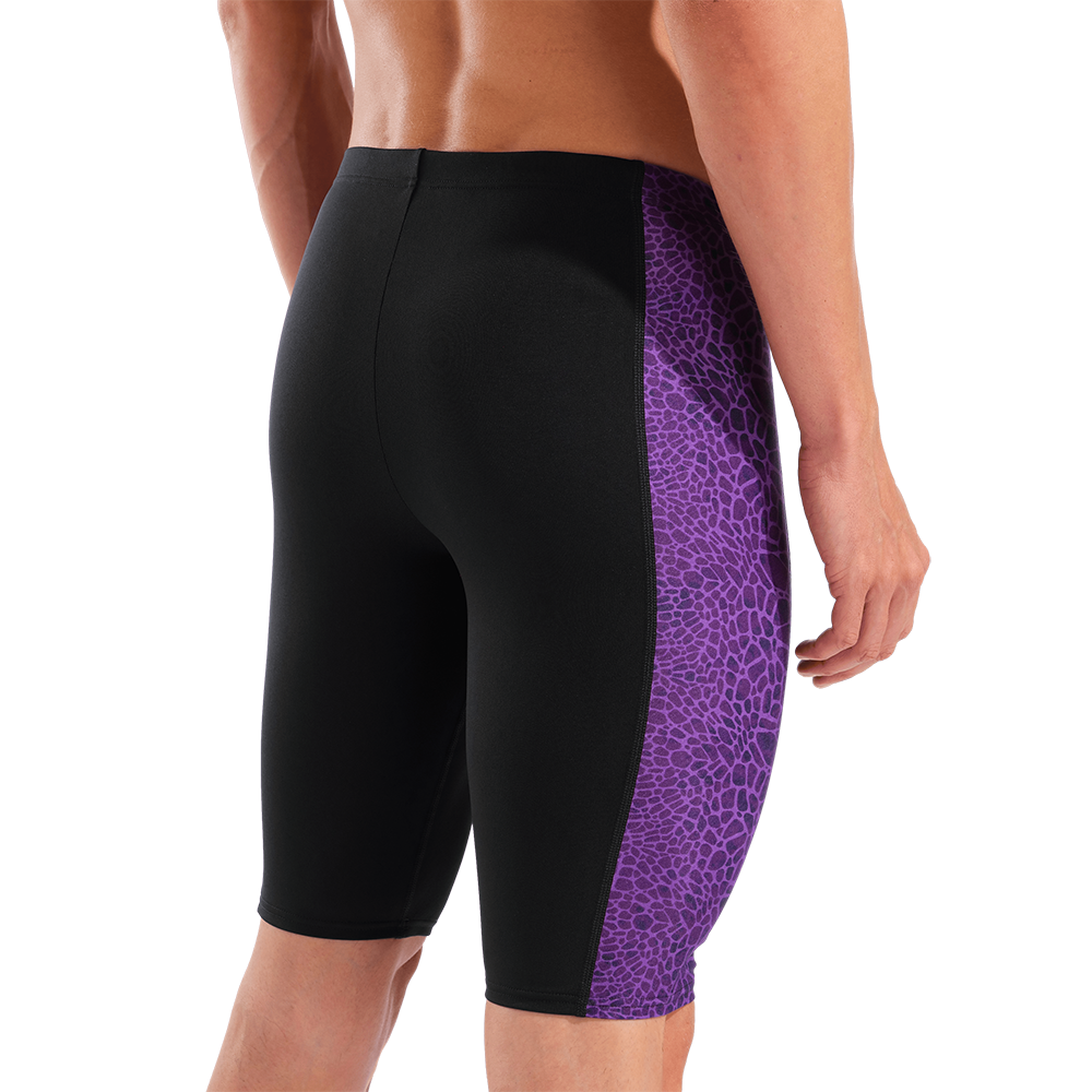Arena Snakeskin Black and Purple Jammer back view including side panel