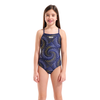 Arena Girls Fireflow Navy & Yellow Swimsuit front view