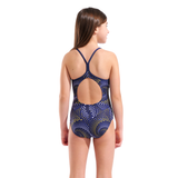 Arena Girls Fireflow Navy & Yellow Swimsuit back view