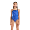 Arena Girl's Fireflow Royal Blue Swimsuit front view showing black trim and
