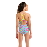 Arena Girl's Spring Pink & Blue Swimsuit back view