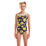 Arena Girl's Spring Purple & Yellow Swimsuit front view