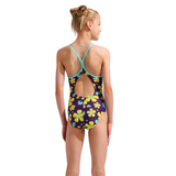 Arena Girl's Spring Purple & Yellow Swimsuit back view