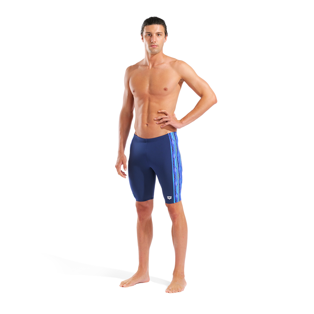 Arena Stripes Navy Jammer whole body front view