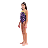 Arena Girls Wave Purple Swimsuit whole body view