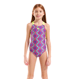 Arena Girls Floral Swimsuit - Violet / Lime