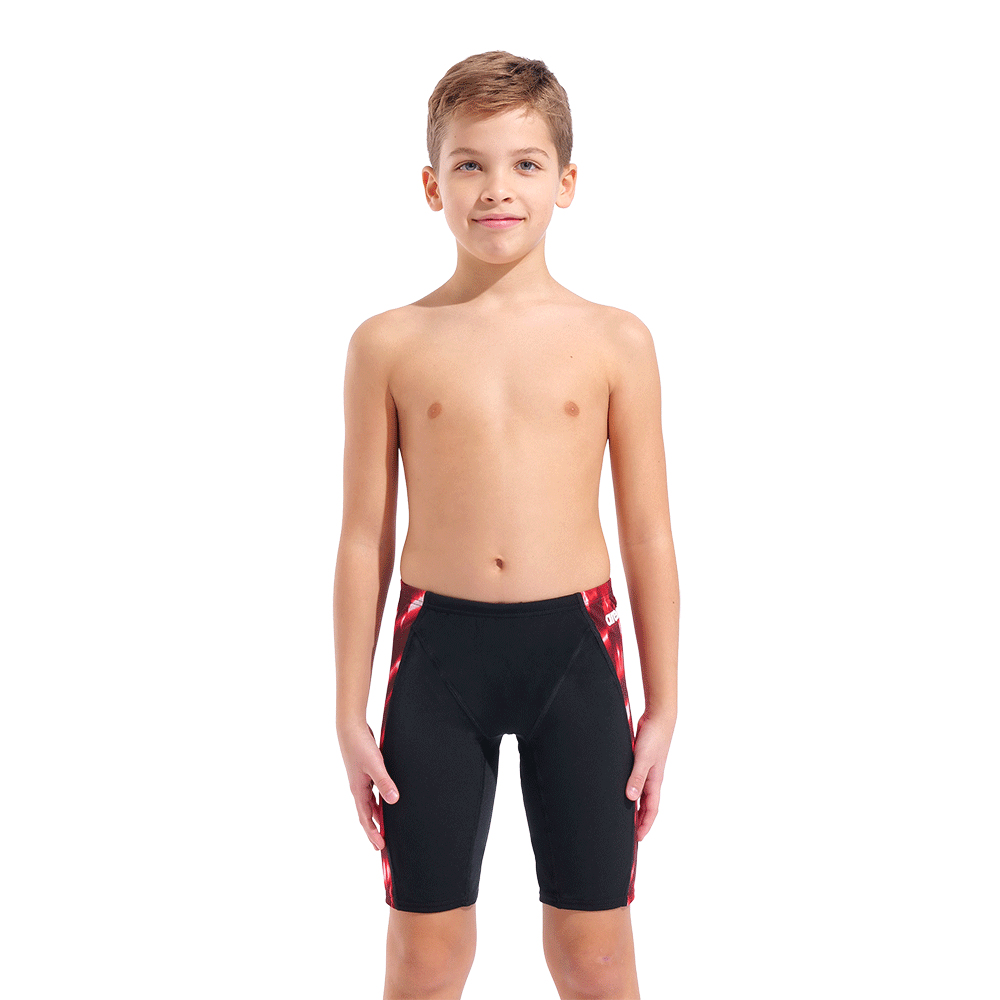 Arena Boy's Wave Jammer - Black / Red front view
