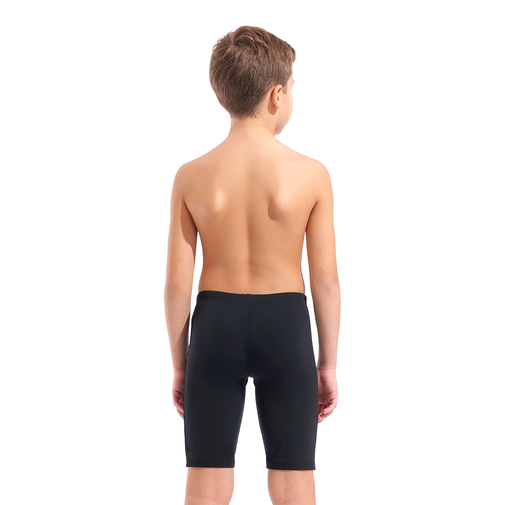 Arena Boy's Bold Jammer - Black / Turquoise back view