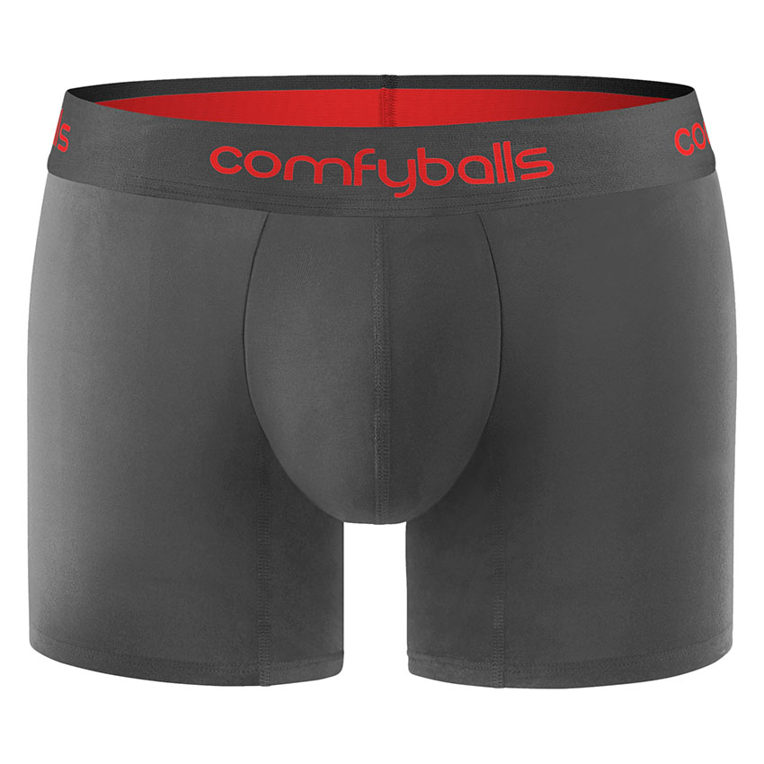 Comfyballs Charcoal/Red Cotton Boxer - Long