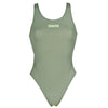Arena 'Solid Tech' High Leg Green Swimsuit