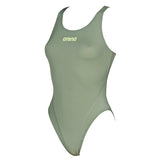 Arena 'Solid Tech' High Leg Green Swimsuit