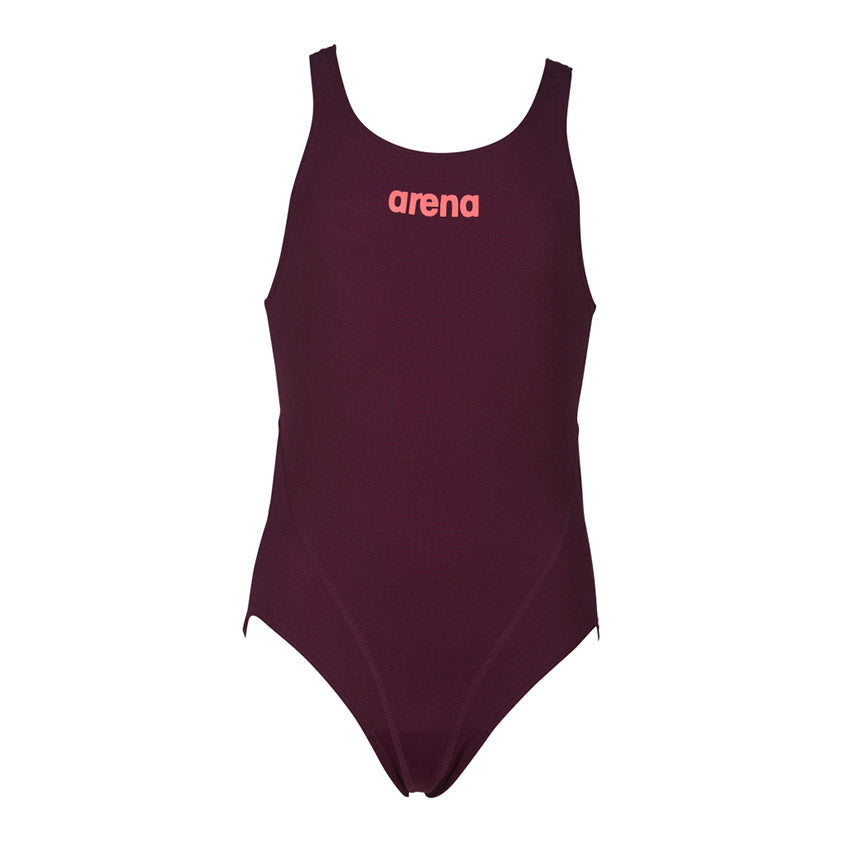Arena Solid Swim Tech Girls Red Wine Swimsuit