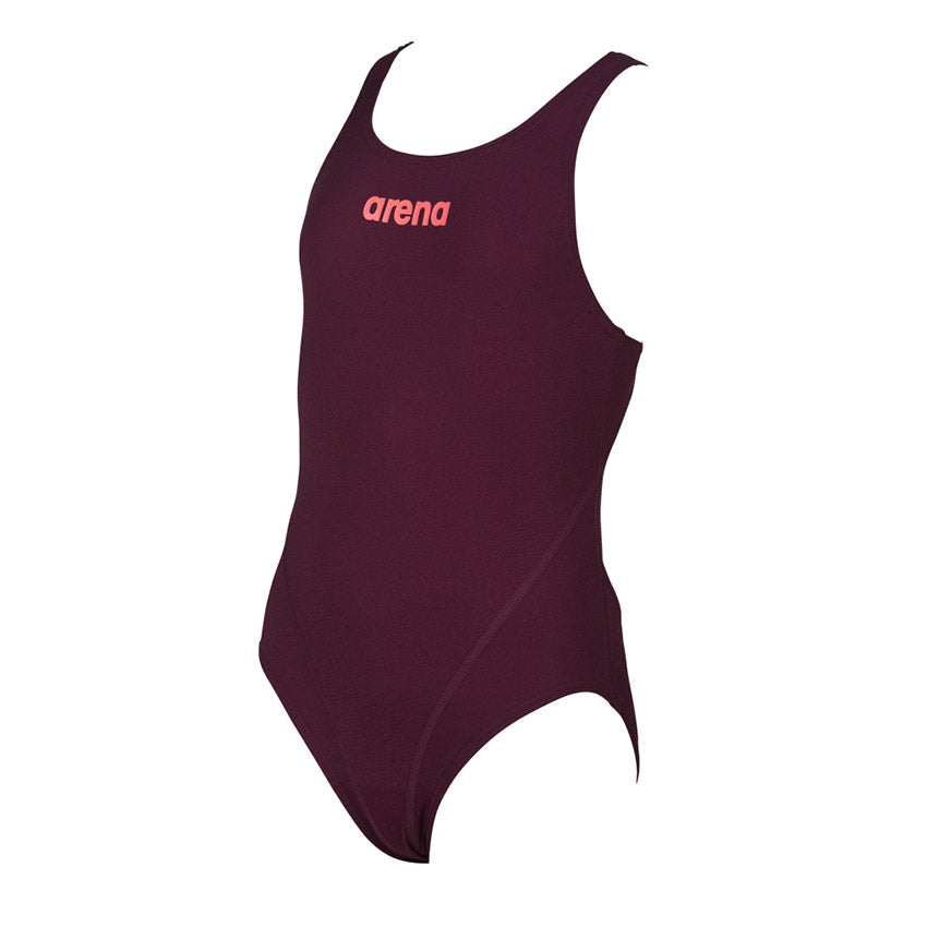 Arena Solid Swim Tech Girls Red Wine Swimsuit