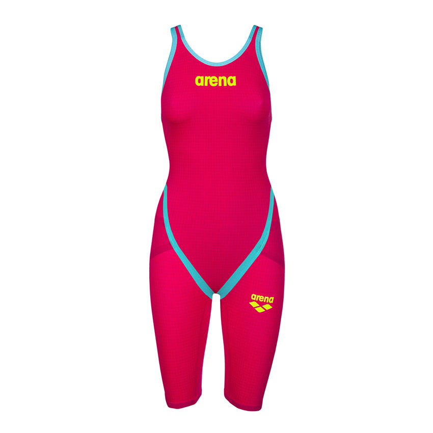 Red Turquoise Arena Carbon Flex VX Open Back Suit FINA approved