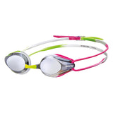 Arena Silver Green Pink Tracks Mirror Racing Goggles