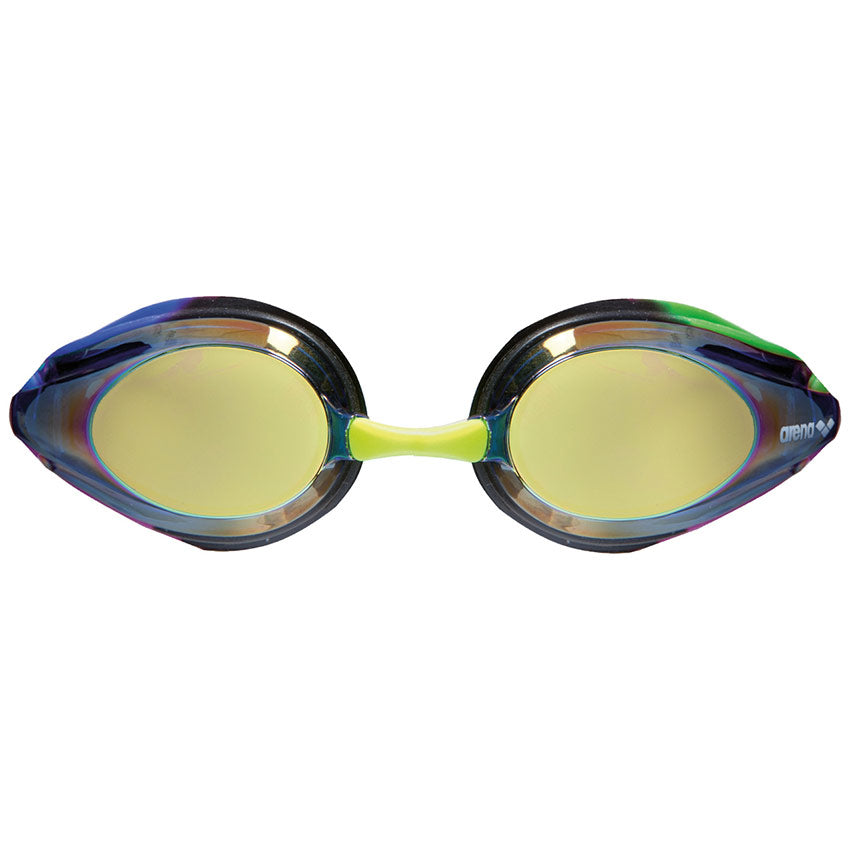 Arena Blue Green Tracks Mirror Racing Goggles