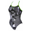Arena Optical Ladies High Leg Swimsuit - Black / White / Green