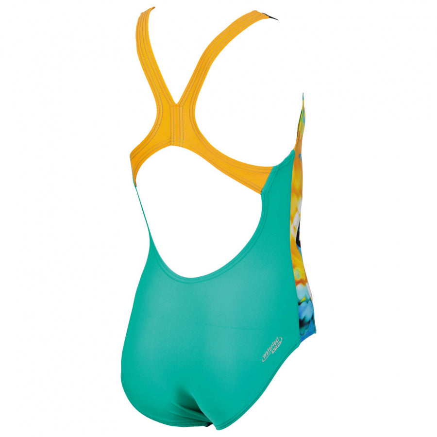 Arena Brasil Girls Swimsuit - Green / Orange
