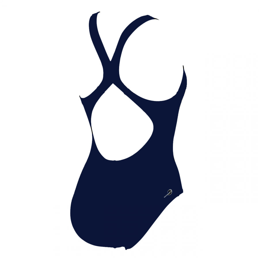 Arena Madir swimsuit in denim blue with white detailing (Back)