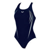 Arena Madir swimsuit in denim blue with white detailing (Front)