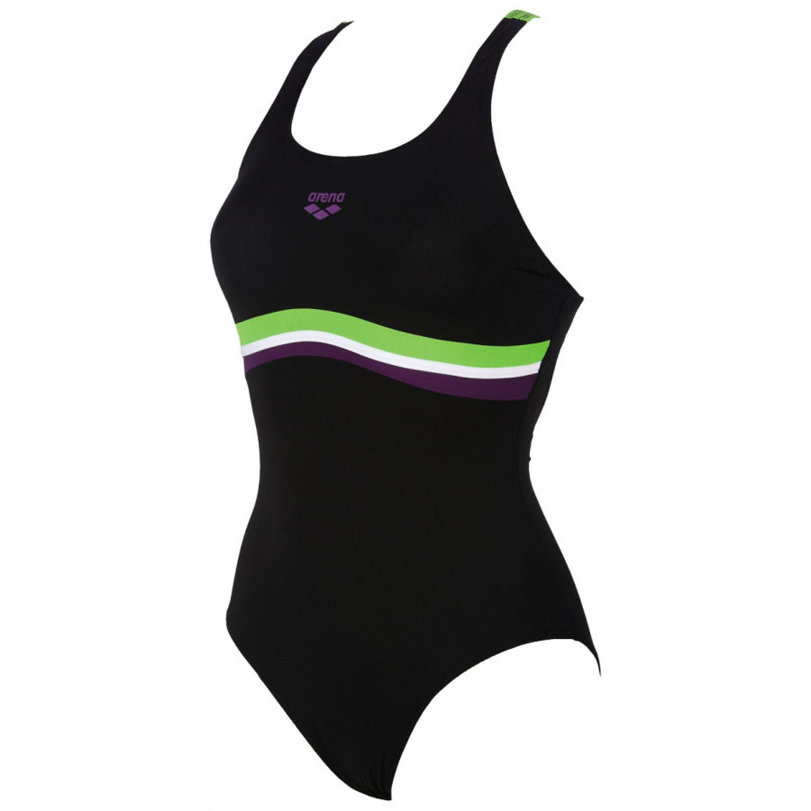 Arena Prestige Swimming Costume - Black / Green