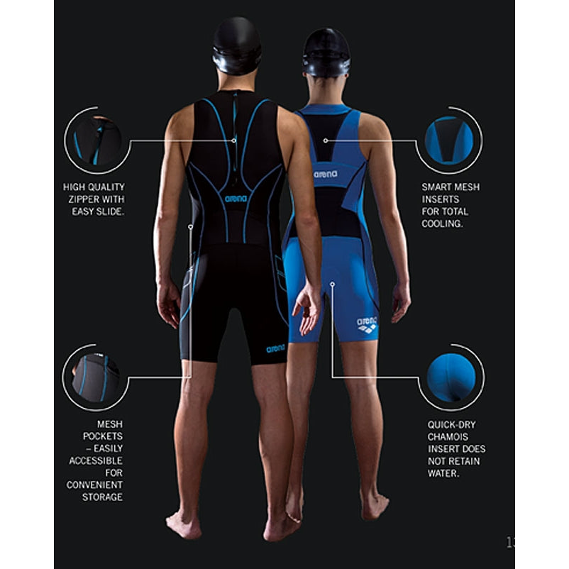 Arena Men's ST Black Trisuit - Rear Zip